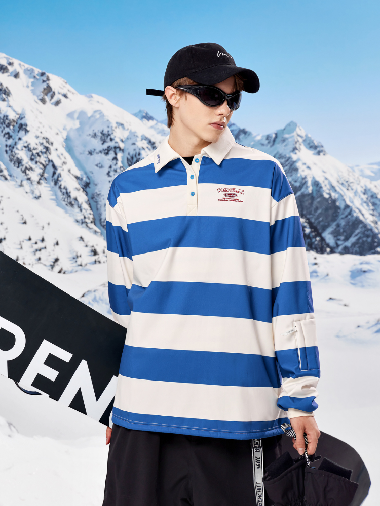 RenChill Striped Polo Baggy Ski Pullover - Unisex