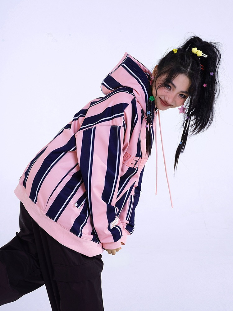 RenChill Pink Striped Snowboard Hoodie - Women's