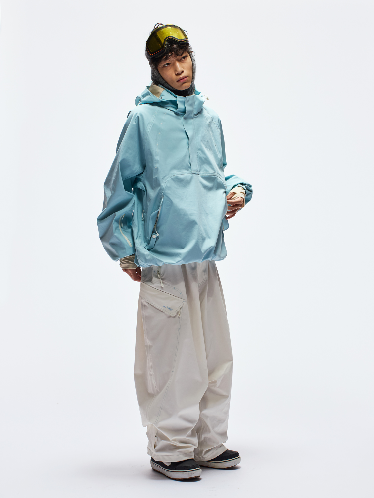 LITAN White Cargo Baggy Snow Pants - Unisex