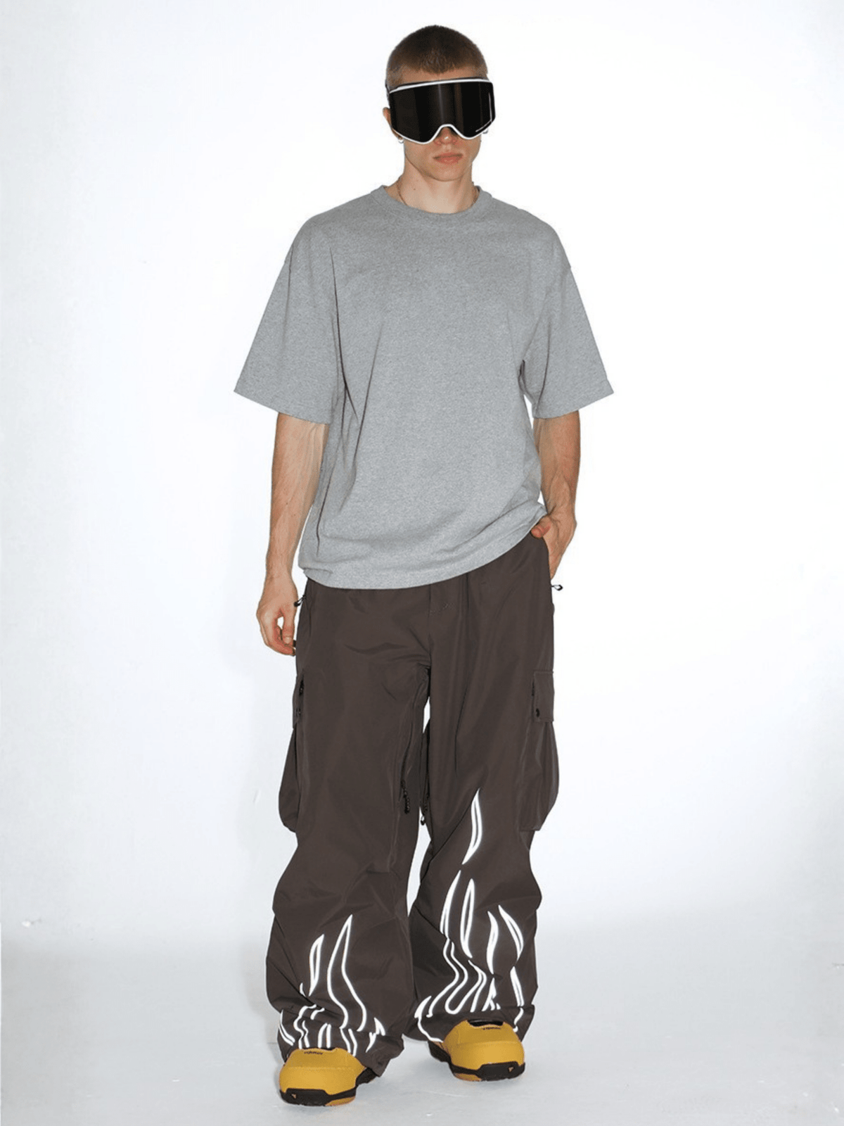 Gsou Snow Reflective Flame Baggy Cargo Snow Pants - Unisex