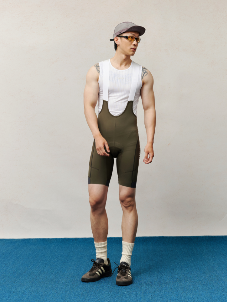 TurtleRabbit Army Green Cycling Bib Shorts - Men’s