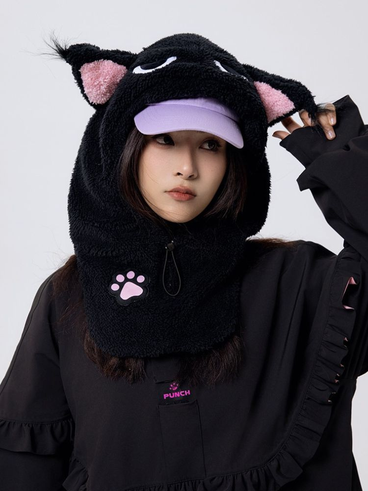 REV Cozy Black Cat Snow Helmet Hood