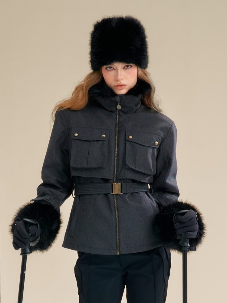 BCG 3L Midnight Denim Fur-Collar Ski Jacket - Women's