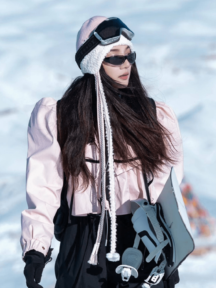BCG Pink Plush Earflap Beanie
