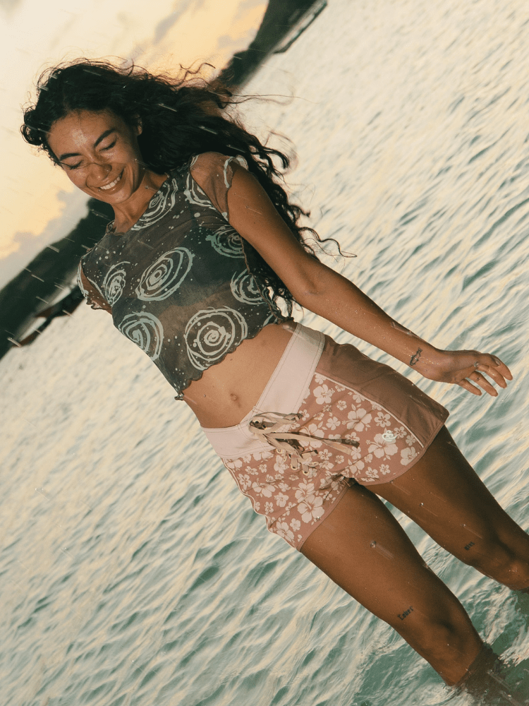CHILLHANG Floral High Waist Board Shorts - Women's