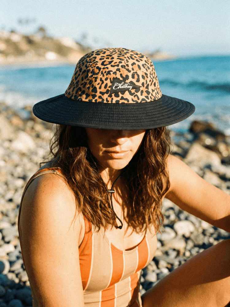 CHILLHANG Leopard Print Wide-Brim Sun Hat