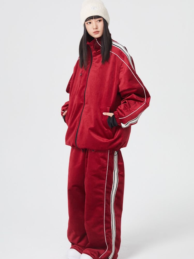 Searipe Side Stripe Velvet Baggy Shell Snow Suit - Women's
